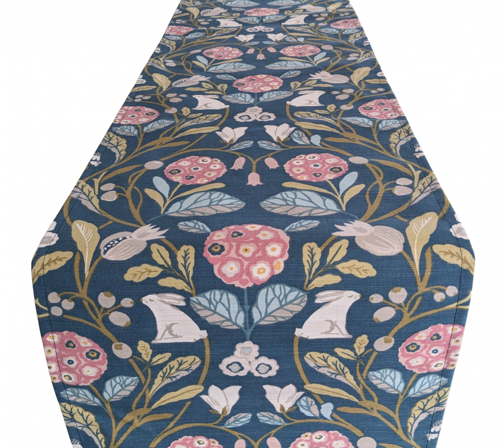 William Morris and Co Willow Bough Leaf Navy Blue Table Runner 100-250cm